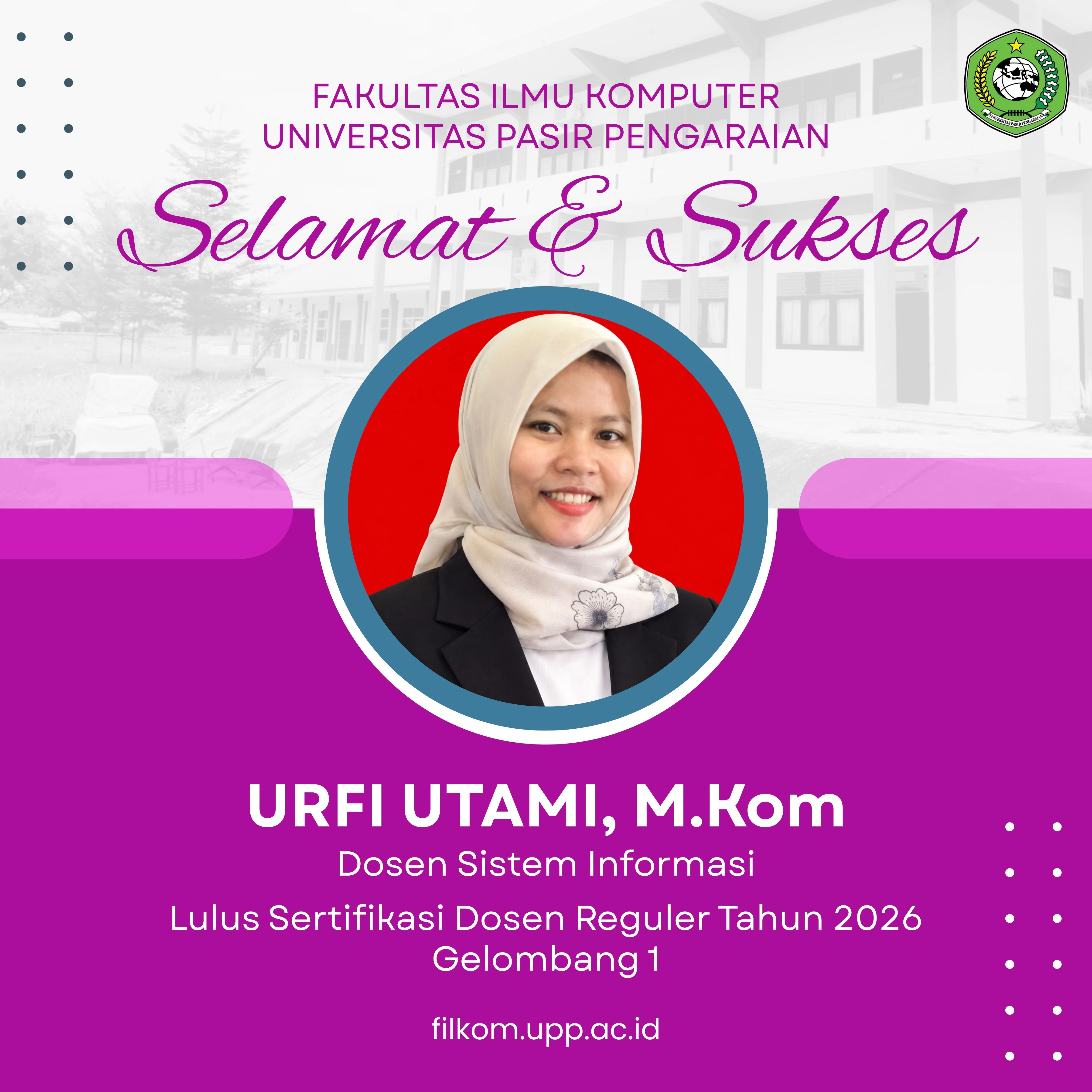 Satu Lagi Capaian Membanggakan, FILKOM UPP Tambah Dosen Tersertifikasi